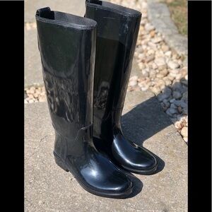 Coach black shiny rain boots Size 7